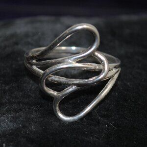 Vintage Sterling Silver Woven Interlocking Hearts Ring size 9.75 / 10
